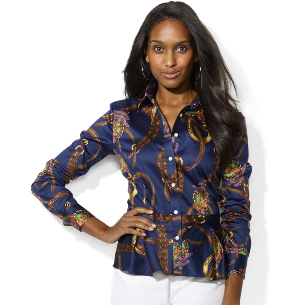 Lauren Ralph Lauren Horse Equestrian Blouse 4